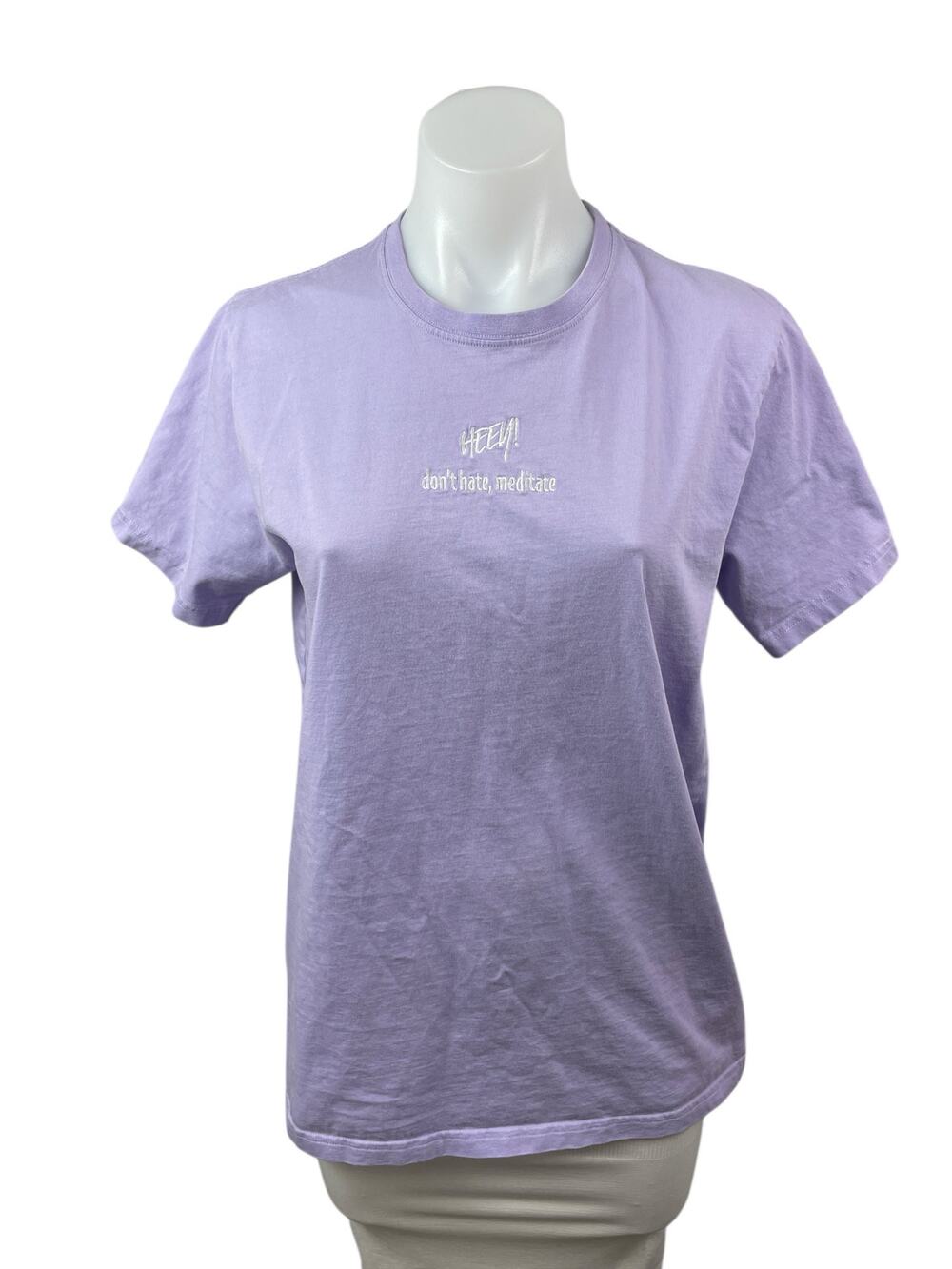 Its Heey Purple Lilac Don't Hate Meditate Short Sleeve T Shirt Tee Top Size S